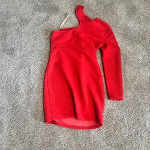 BCBGeneration Red Asymmetrical One-Shoulder Bodycon Dress